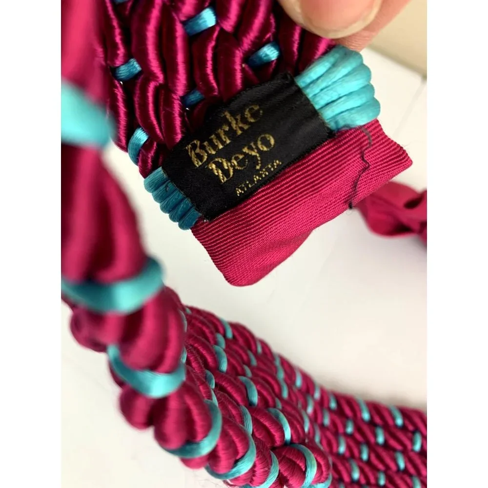 Vintage 90s Statement‎ Belt Burke Deyo Braided Pink Blue Waist Tie Womens Wide